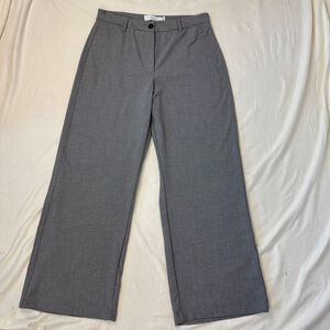 Bershka Dress Pants Gray Wide Leg Tailored Women's 12 High Rise